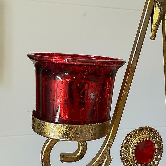 Ashland 21" Red & Gold 6-Votive Candle Holder Decor for Christmas Special Events - Picture 4 of 13